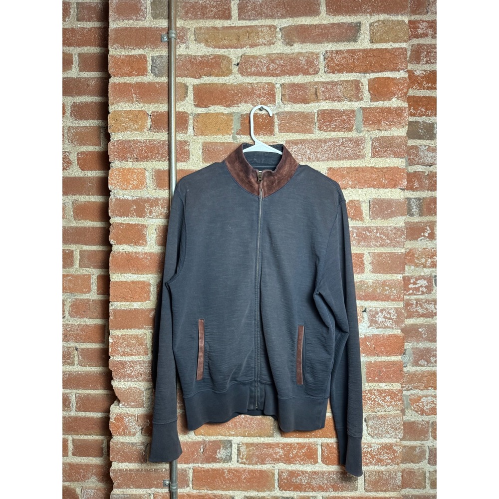 Billy Reid Mens Full Zip Lightweight Jacket Suede Trim Mock Neck Size M